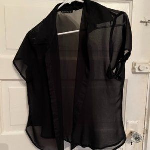 Medium Black Sheer Button Up Top